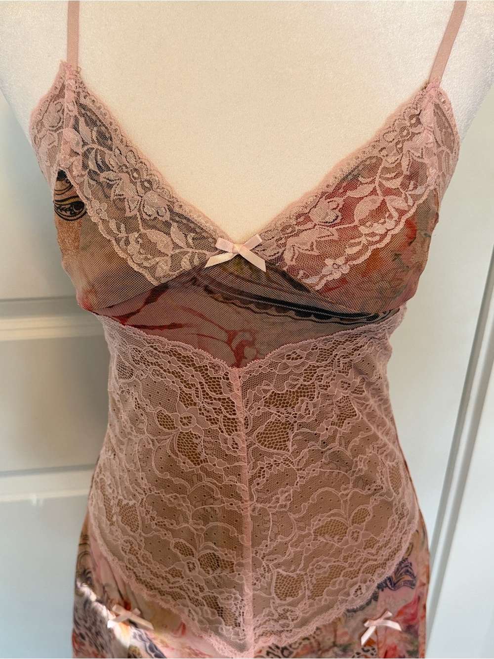 I.AM.GIA pink lace slip dress with floral print - Picture 2 of 4